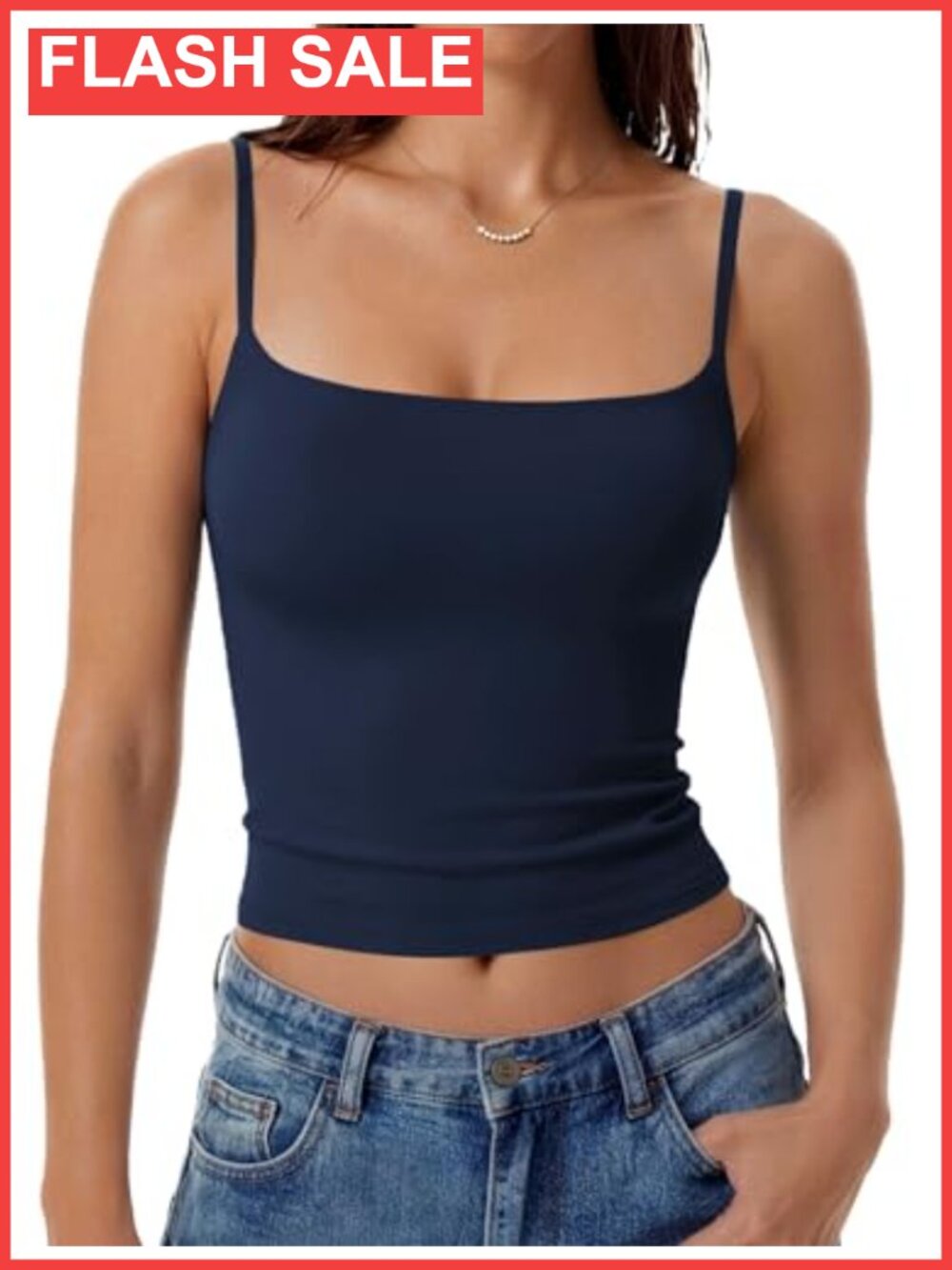 Double Lined Square Neck Spaghetti Strap Cami Tank Top Y2K Going Out Top